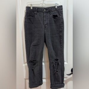 Wild Fable Super High-Rise Slim Straight Distressed Black Denim Jeans
